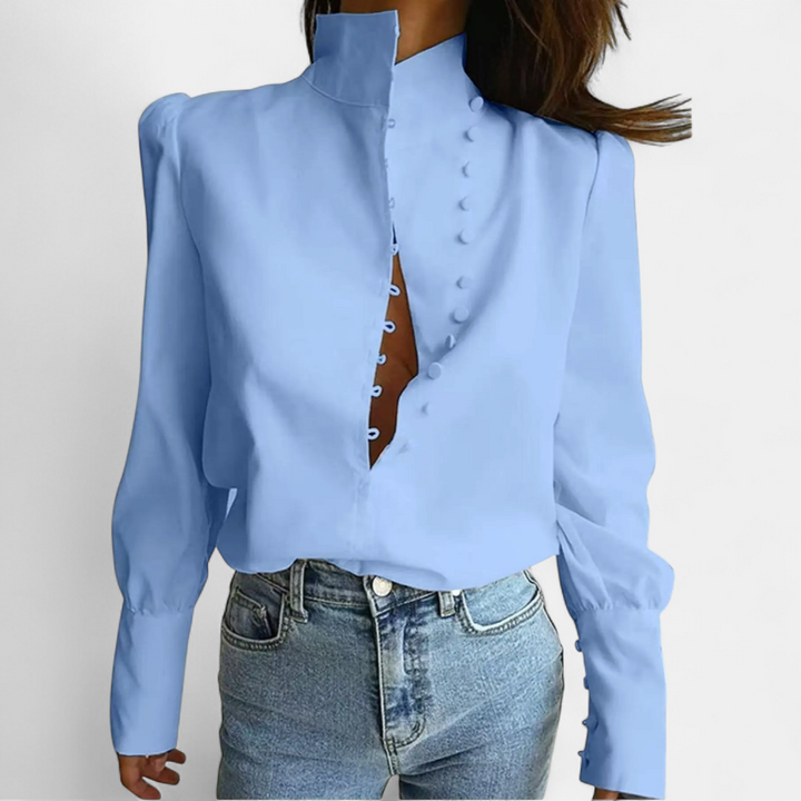 CADEN™ – Relaxed Cotton Button-Front Blouse