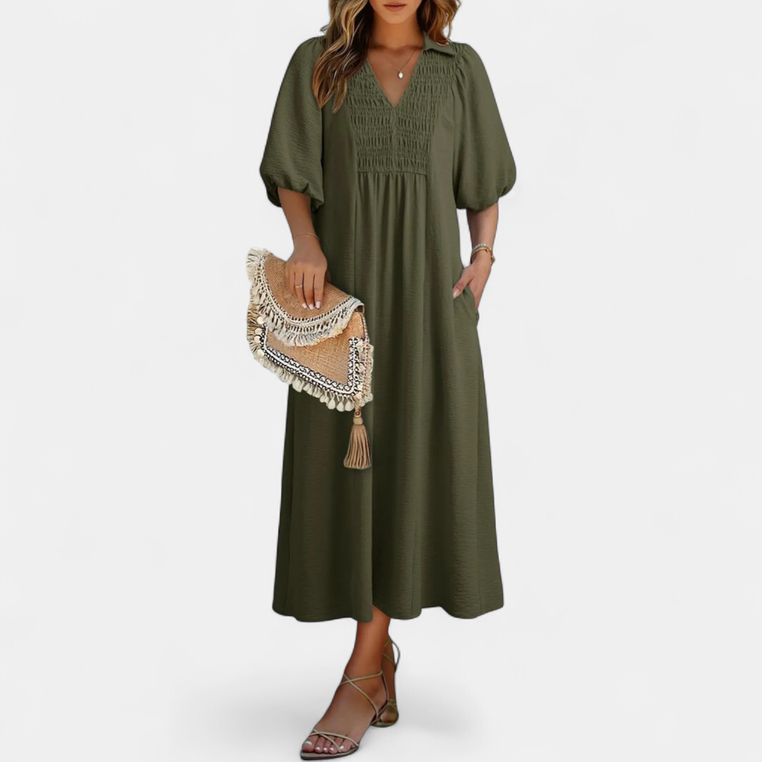 MERIDIAN™ – Breezy Puff Sleeve A-Line Dress
