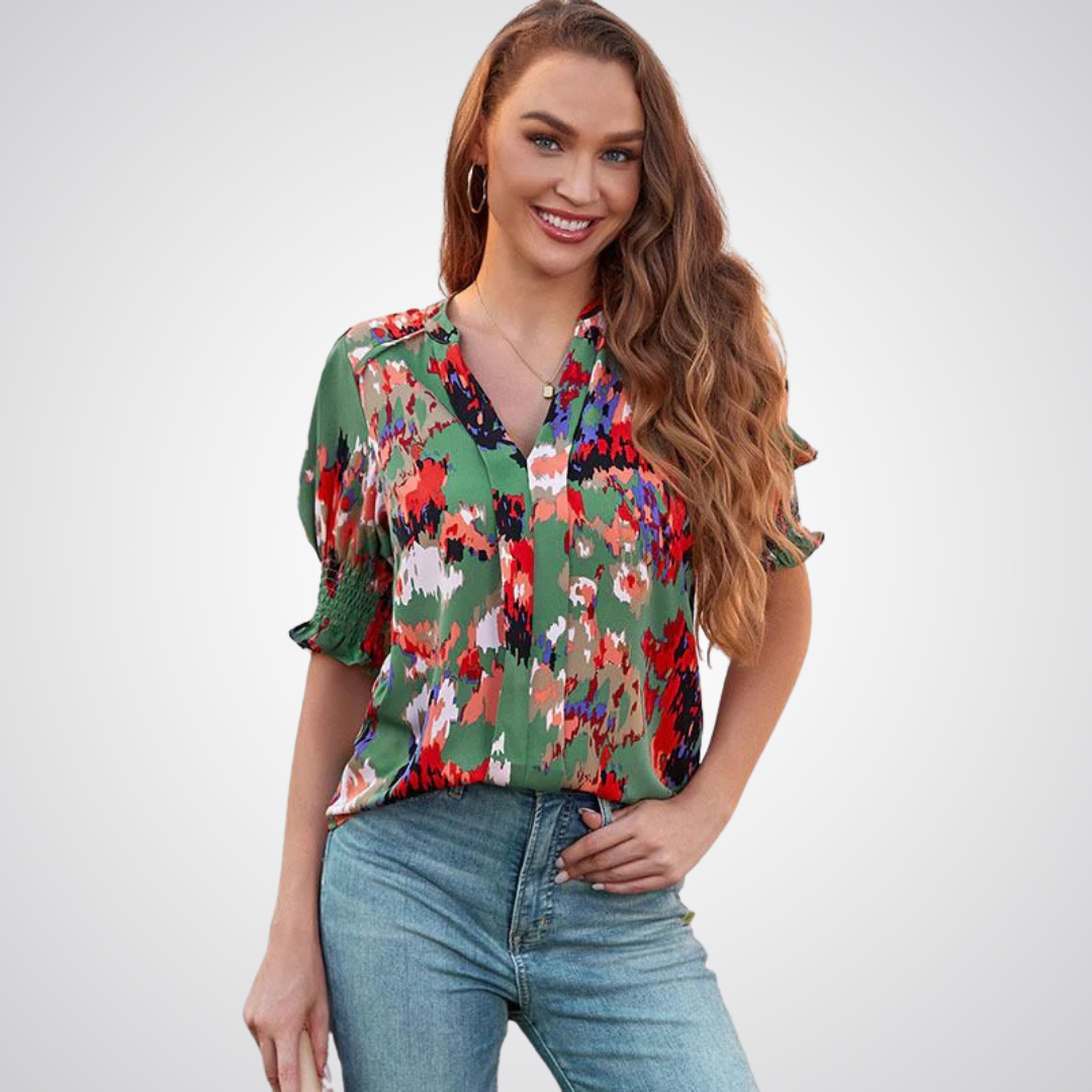 MONICA™ – Chic V-Neck Blouse