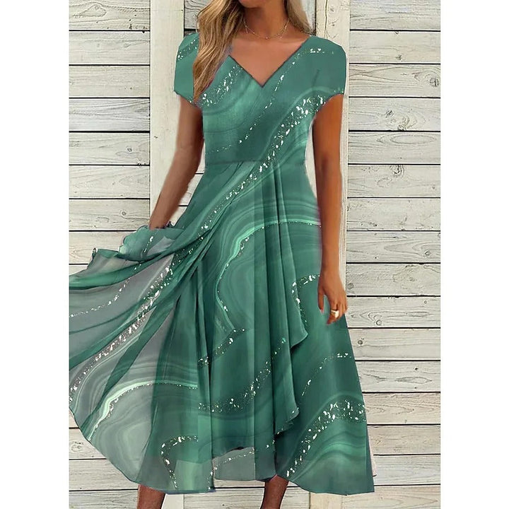 LYANNA™ - Flowing V-Neck Midi Dress