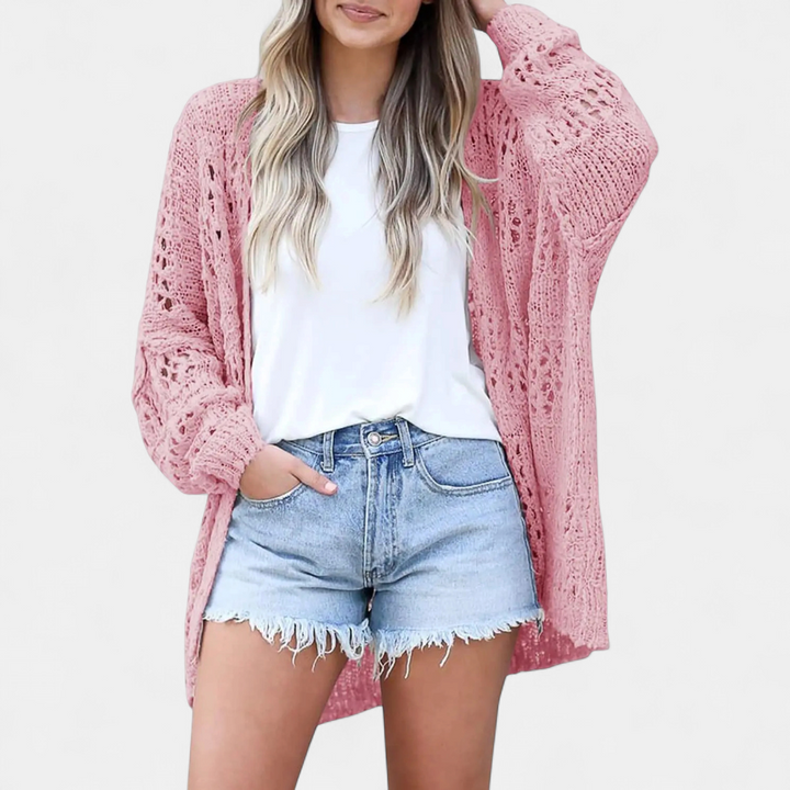 FIORELLA™ – Boho Hollow-Out Knit Cardigan