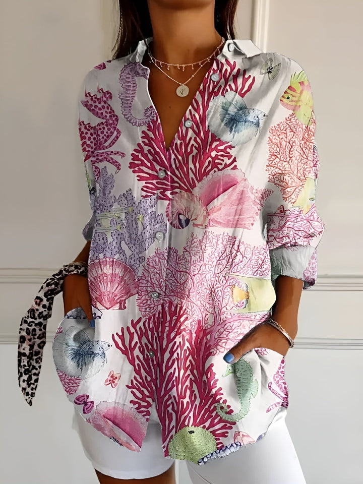 MELODIE™ – Elegant Floral Button Shirt